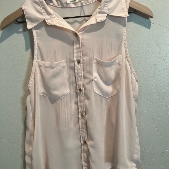 Poetry Sheer Fringe Back Tank Soft Pink High Low Boho Chic Small - Picture 4 of 7